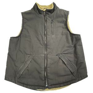 Lee Workwear Dark Brown Canvas Sherpa Lined Vest Men’s Large Barn Outdoors